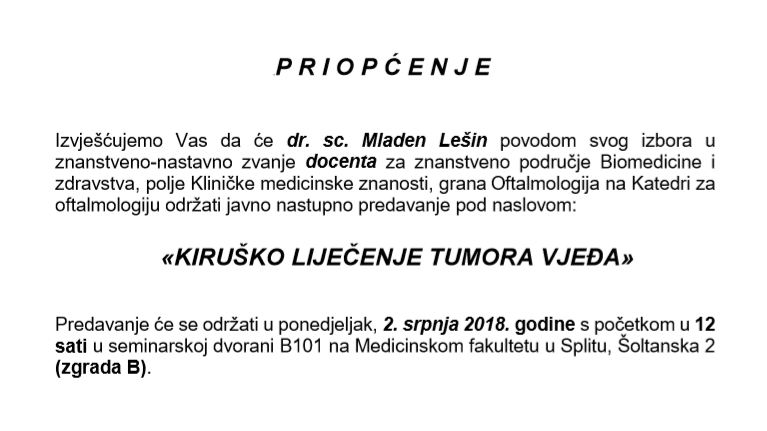 02.07.2018. Javno nastupno predavanje dr. sc. Mladen Lešin